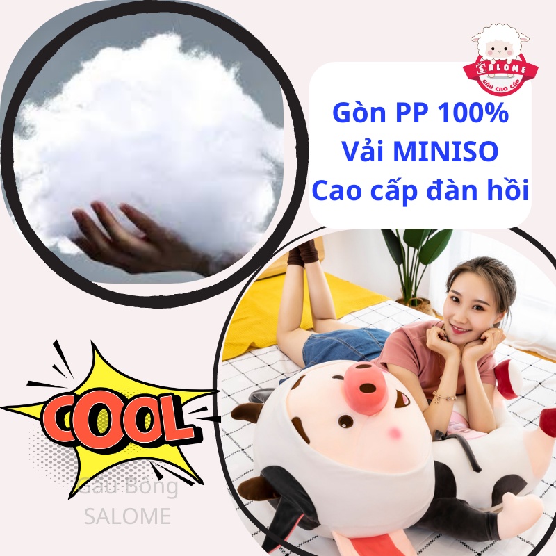 Gấu Bông Heo Tiktok Aó Bò Sữa Cute SALOME - Chất Liệu Cao Cấp - Gối Ôm Qùa Tặng