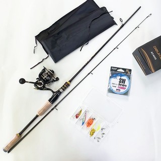 Bộ cần câu lure máy đứng full kim loại + máy câu Deukio AC 3000 - 4000 tặng phụ kiện