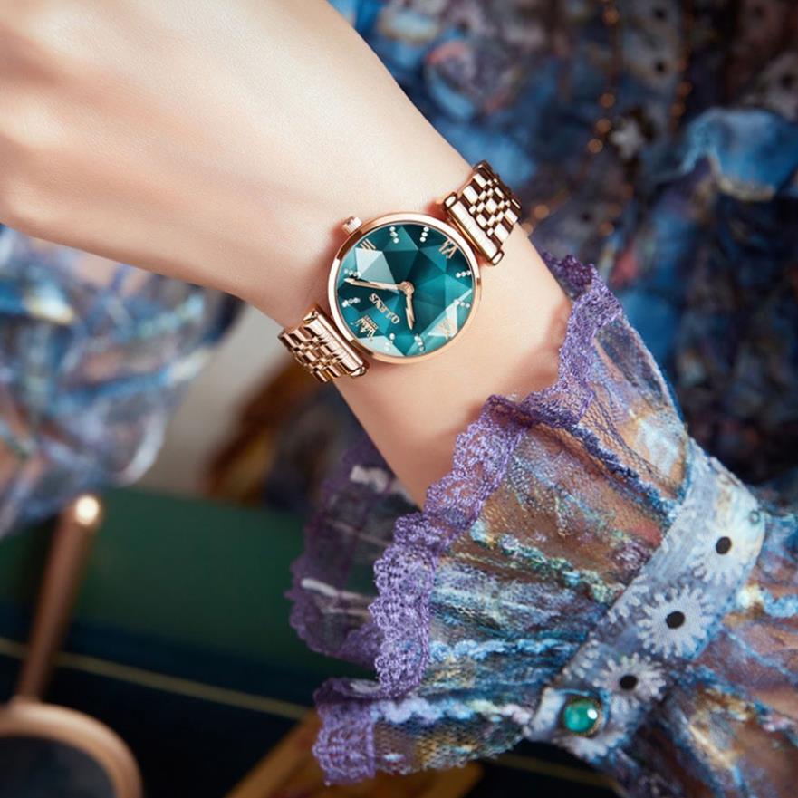 Đồng hồ nữ Olevs mặt kính thạch anh đường kính 32mm,dây đeo thép không gỉ chắc chắn thoải mái,chống thấm nước