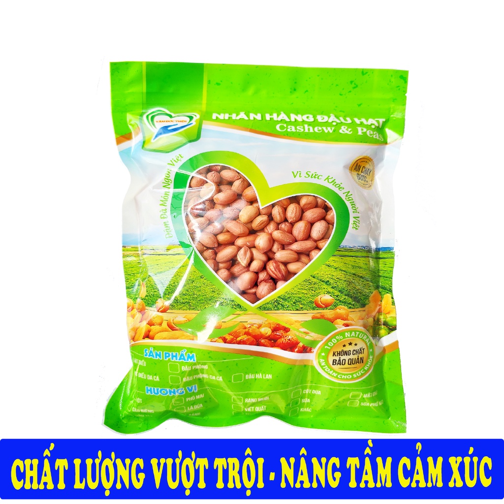 Túi 500GR Đậu Phộng Loại 1 Sống Chưa Chế Biến Tâm Đức Thiện Nguyên Liệu Cao Cấp Đóng Gói Túi Zip đồ ăn vặt