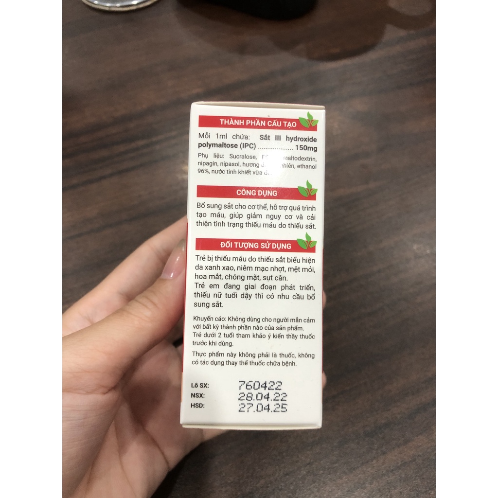 Sắt hữu cơ cho bé Avisure Safoli Drop 20ml - 10ml