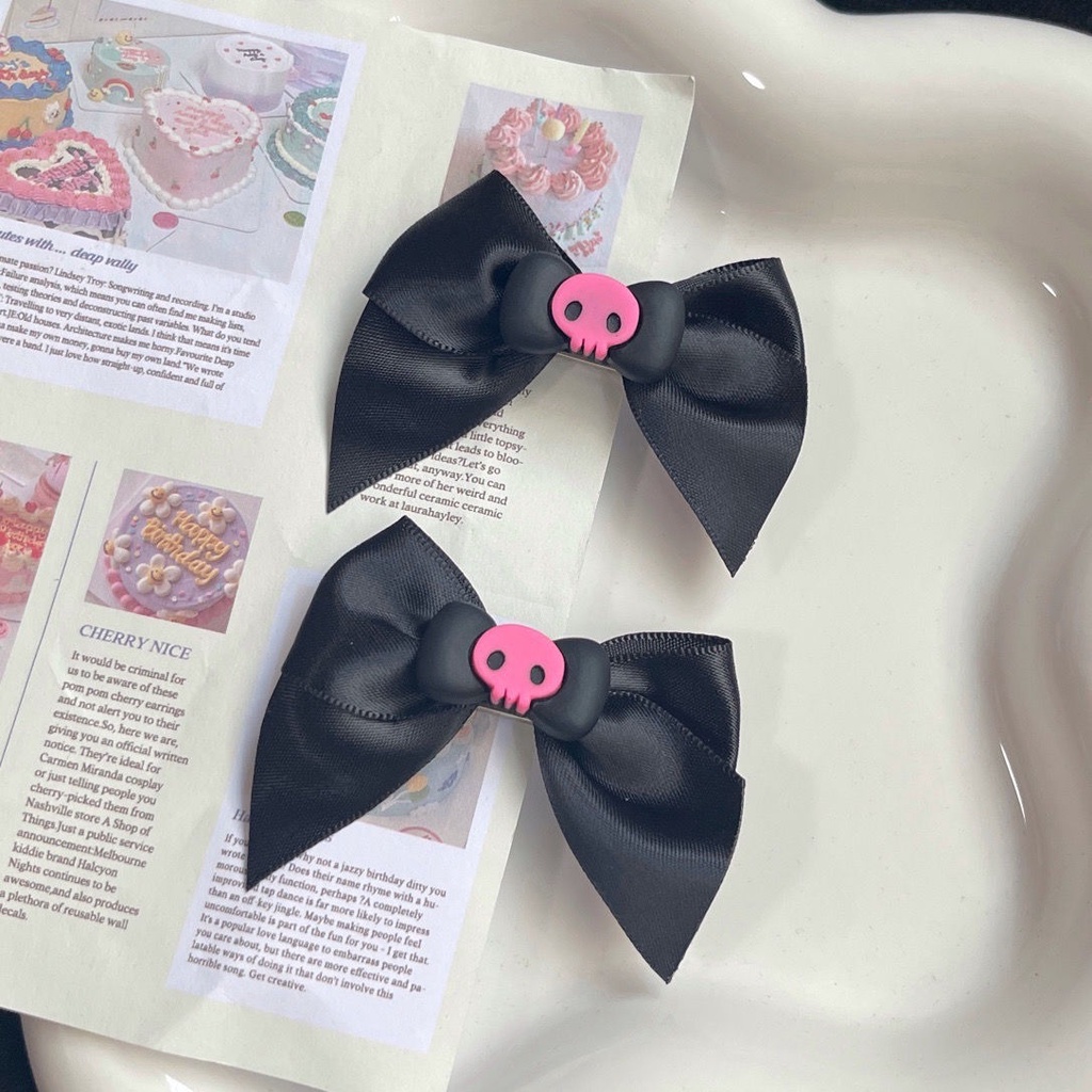 Cartoon Anime Bow Hairpin Girls New Ins Black Wild Sweet Cool Y2k Student Duckbill Clip Liu Seaside Clip Headdress Card Children