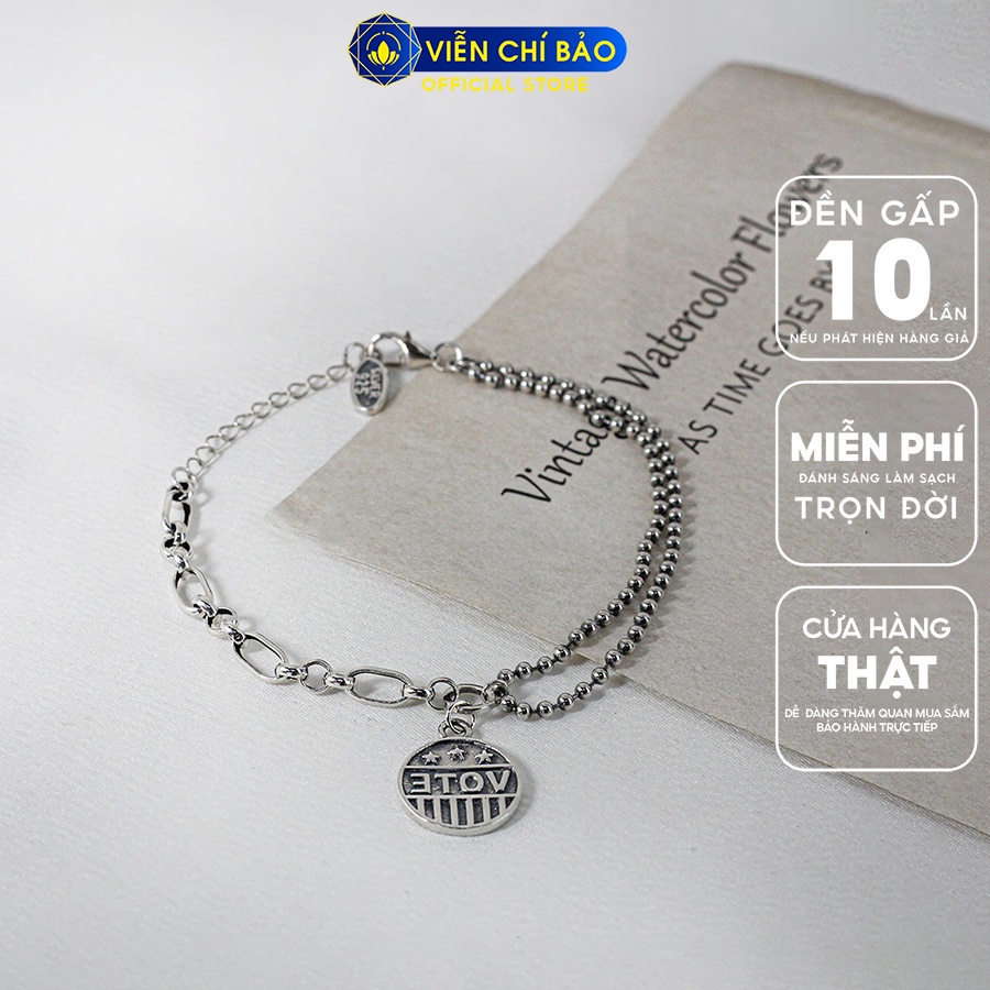 Lắc tay bạc nữ xích charm VOTE chất liệu bạc Thái 925 thời trang phụ kiện trang sức Viễn Chí Bảo L000065