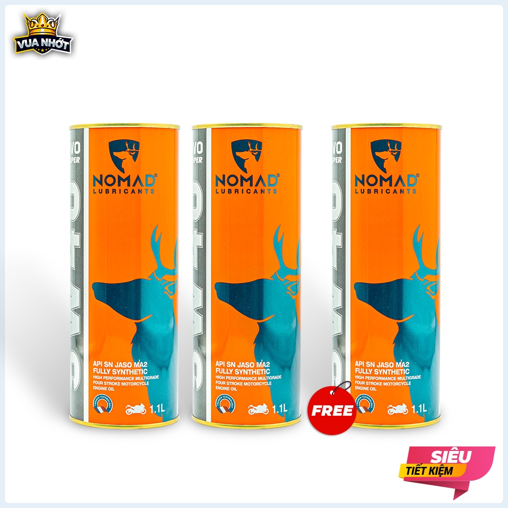 Mua 2 lon nhớt tổng hợp toàn phần NOMAD 1.1L API SN - JASO MA2 - SAE 5W40 - Tặng 1 lon cùng loại