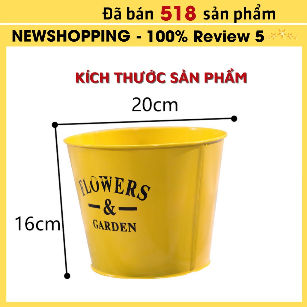 Chậu sắt trồng hoa trang trí, xô cắm hoa bằng thiếc