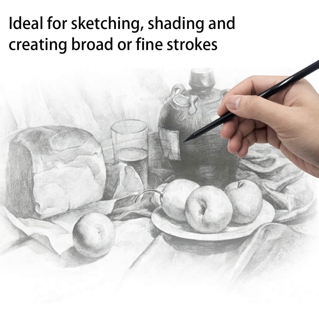 Bộ 6 Bút Chì Than 3 Lớp Vẽ Phác Thảo Chuyên Nghiệp Cho Họa Sĩ &amp; Người Mới Bắt Đầu
