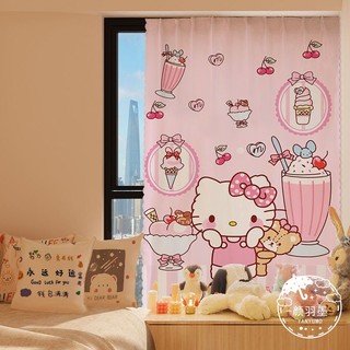 Rèm Cửa Dán Tường Trang Trí In Hoạt Hình Hello kitty