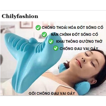 Gối massage cổ vai gáy thiết kế gai định hình nắn chỉnh đốt sống cổ, gối chống đau cổ vai gáy quà tặng bố mẹ