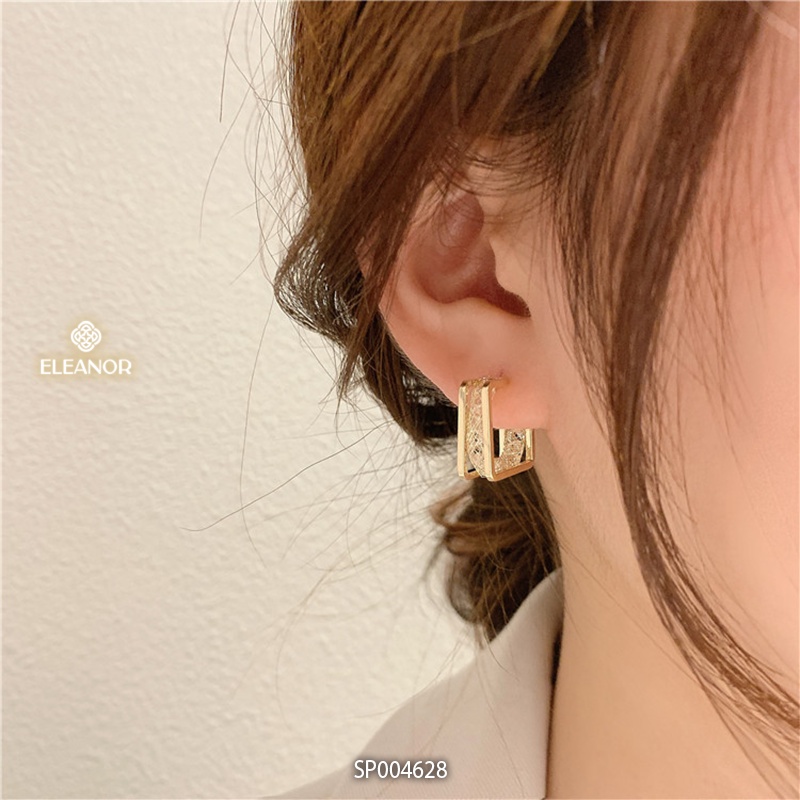 Bông tai nữ chuôi bạc 925 Eleanor Accsessories hình vuông phụ kiện trang sức 4628