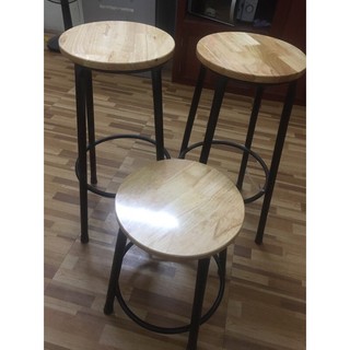 Ghế quầy bar mặt gỗ cao su (47cm,60cm,75cm)