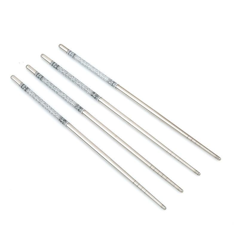 Set 1 / 5 Đôi Đũa Inox Chống Trượt Phong Cách Trung Hoa