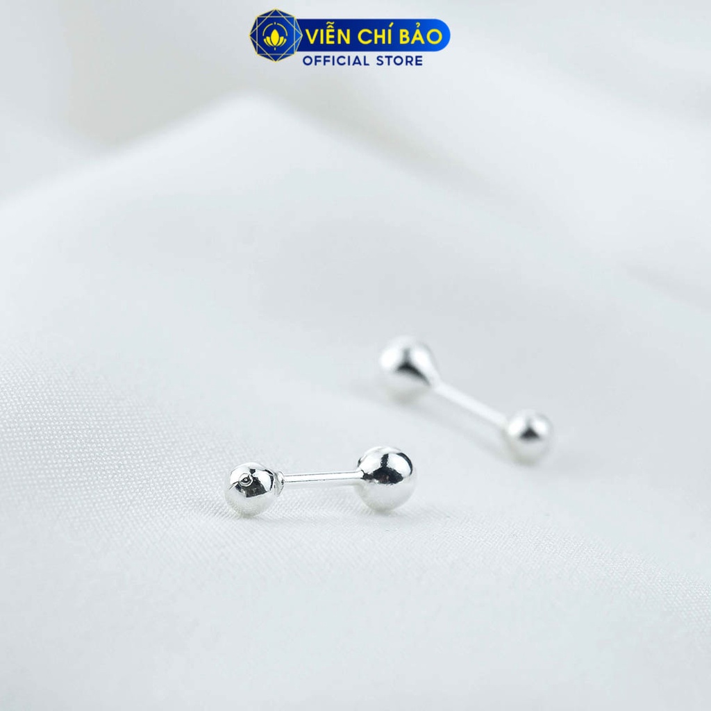 Bông tai bạc nữ bi chốt xoáy chất liệu bạc 925 thời trang phụ kiện trang sức Viễn Chí Bảo B400746x