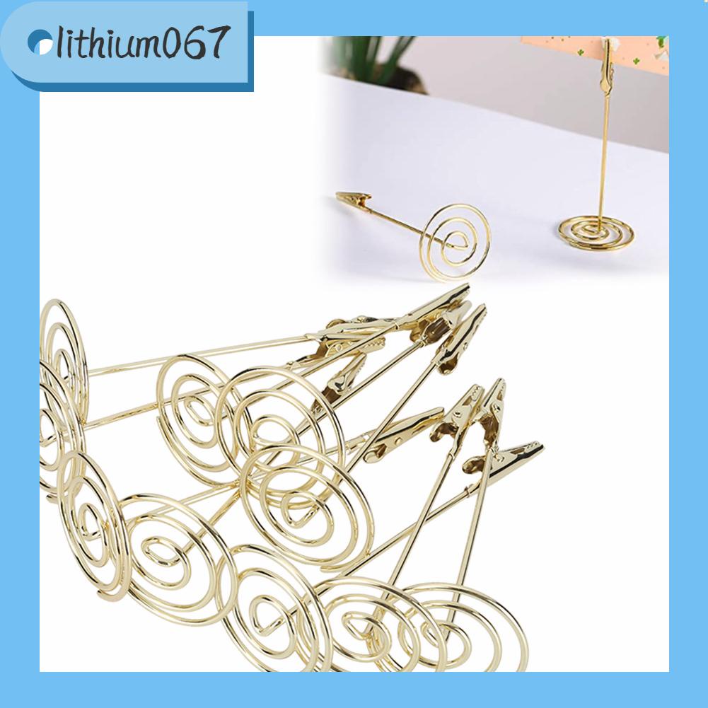 Lithium067 10 cái Thẻ để bàn bằng kim loại Kẹp vàng Máy tính Hình ảnh doanh nghiệp Chủ thẻ tin nhắn