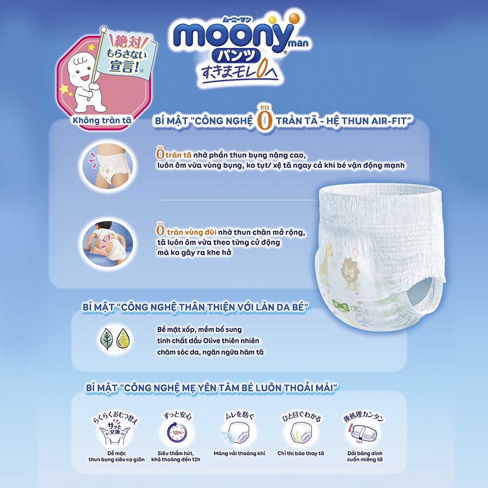 Tã quần Moony bé gái size XXL 26 miếng