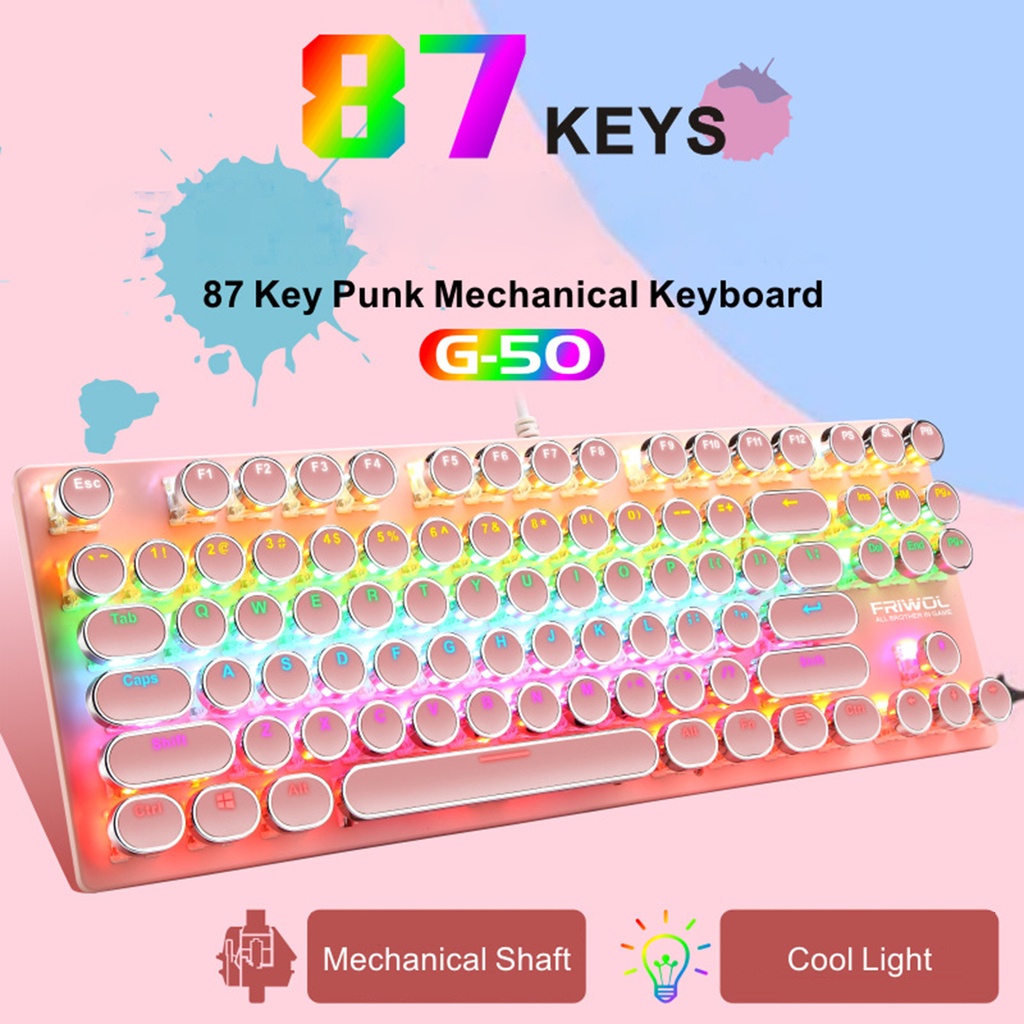 Bàn Phím Cơ Chơi Game 87 Phím RGB Có Đèn LED Nền Dành Cho Windows PC