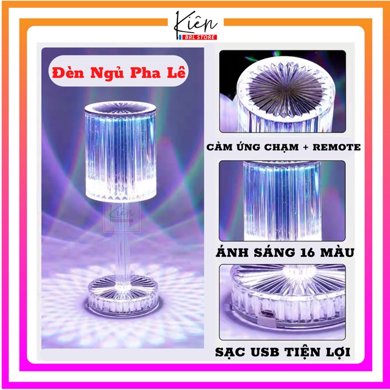 Đèn Pha Lê Cảm Ứng RGB 16 Màu,Chạm Tay Để Thay Đổi Màu Sắc Có Điều Khiển - Đèn Ngủ Pha Lê Cảm Biến Đa Màu Sắc Chạm Là Mê
