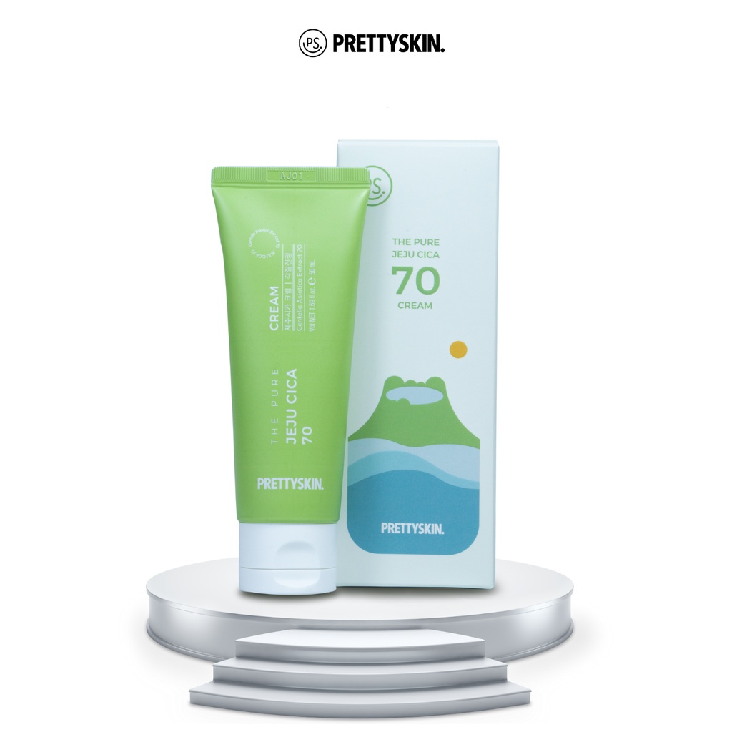 Kem Dưỡng Rau Má Làm Dịu Da Pretty Skin The Pure Jeju Cica 70 Cream 50ml - Prettyskin