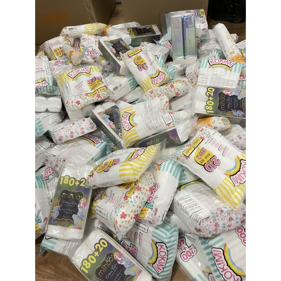 BÔNG TẨY TRANG MIHOO KOKIMI 150 200 210 240 miếng MỀM MẠI 100% COTTON-CHÍNH HÃNG 100%
