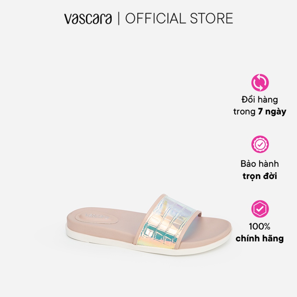 Vascara Dép Quai Ngang Phối Hologram Vân Da Cá Sấu - DXP 0167