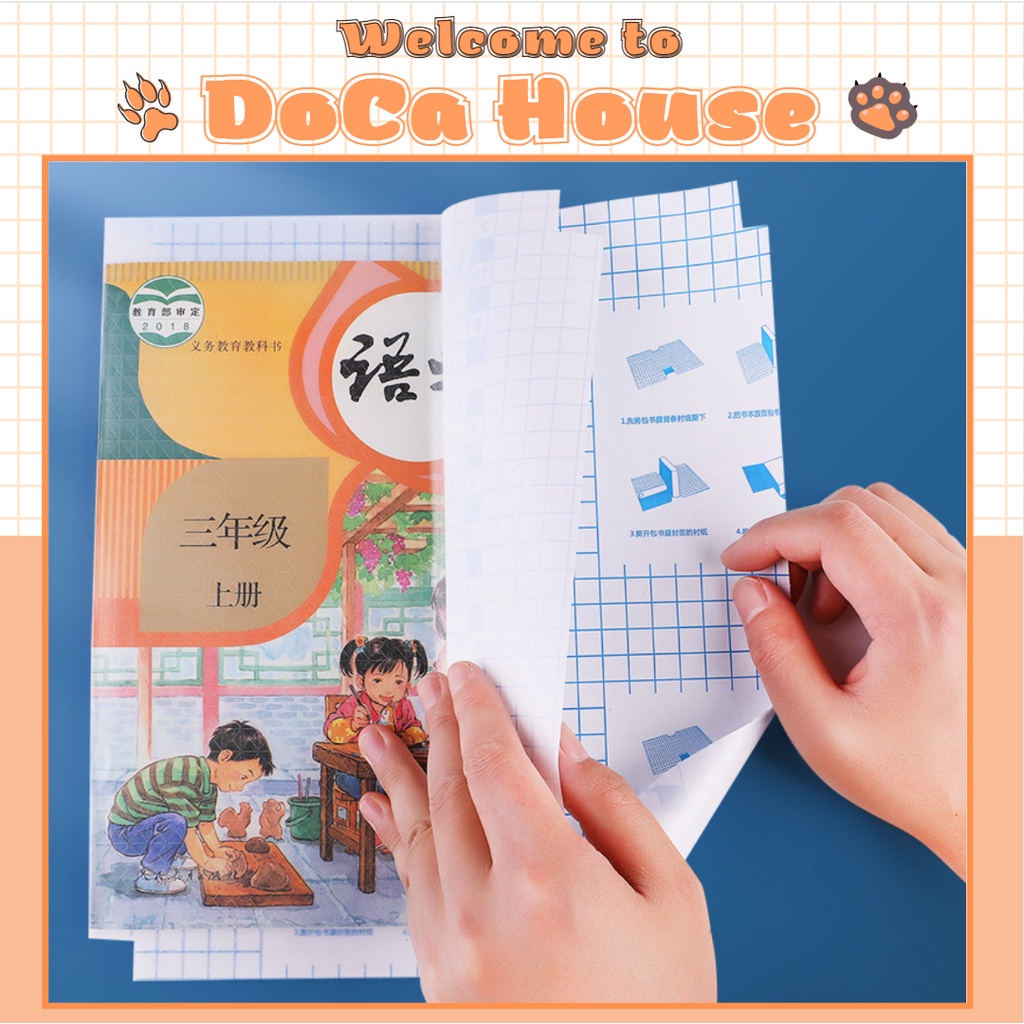 Set 10 Tờ Decal Bọc Sách Vở A4 cho bé Tặng 10 nhãn vở Chống Nước, Chống rách, Doca house