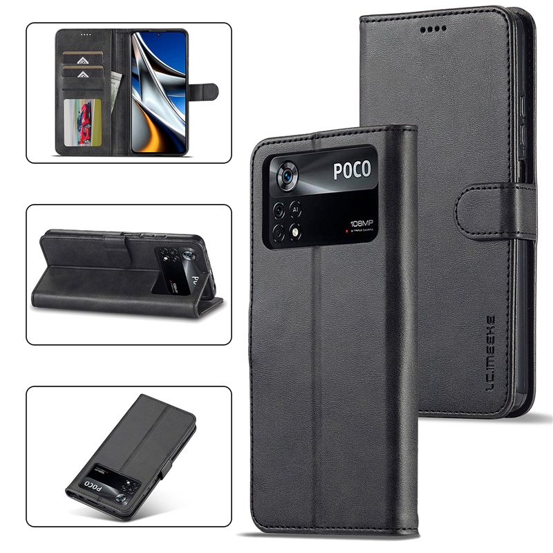 Bao Da Điện Thoại PU Dạng Ví Nắp Lật Cho Xiaomi Poco M4 Pro M5 M5s M4 X4 Pro X4 GT X4 NFC F4 4G 5G Ốp