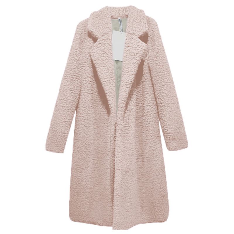 Xiangbao Áo Khoác Cardigan Lông Dày Màu Trơn Phía Trước Cỡ Lớn Cho Nữ Vào Mùa Đông