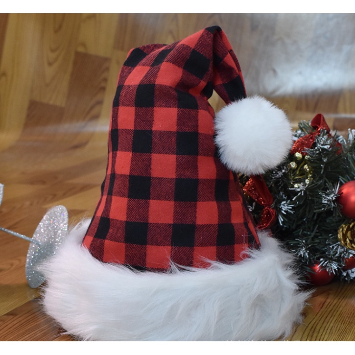 Nón Noel, Nón Giáng Sinh Ca Rô Lông Dày N13