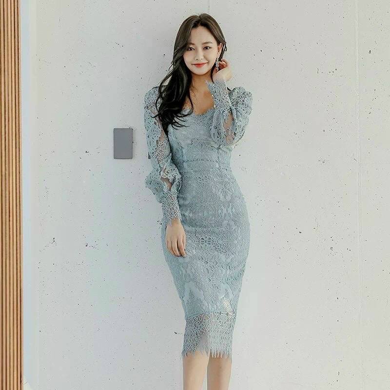 HÀNG NHẬP - ĐẦM BODY REN TAY DÀI THIẾT KẾ CAO CẤP