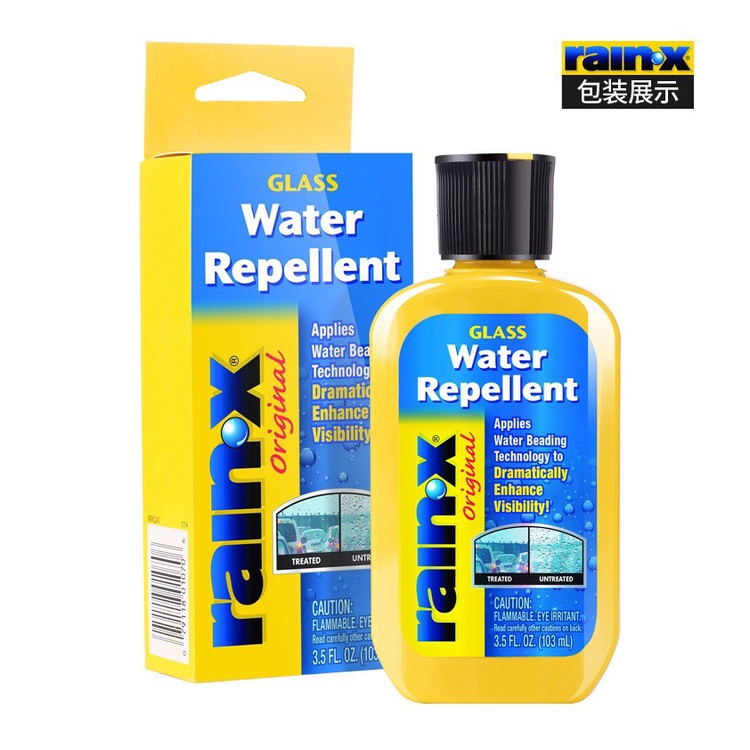 Dung dịch chống bám nước trên kính xe, chai chống bám nước gương hậu, kính ô tô khi đi mưa Rain-X