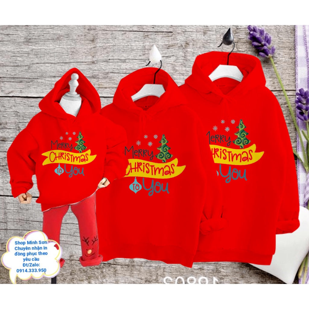 🍁💟🌴ÁO NỈ HOODIE MERY CHRISTMAS, NỈ MŨ GIA ĐÌNH, ÁO ĐÔI  LOẠI 1 ĐỦ MÀU ĐỦ SIZE