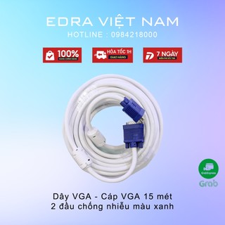 Dây VGA - Cáp VGA 15 mét - 2 đầu chống nhiễu màu xanh - Bảo hành 12 tháng