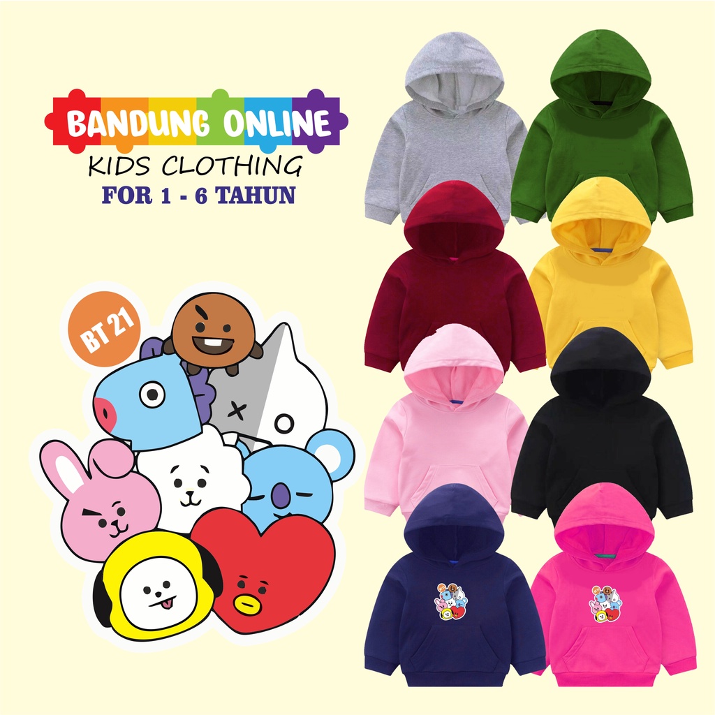 Áo Khoác Hoodie BT21 BT21 Cho Bé Gái 1-6 Tuổi