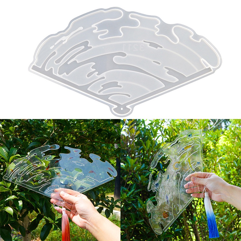 Khuôn Silicon Làm Quạt Epoxy Hình Cá Koi Trung Quốc Sáng Tạo DIY