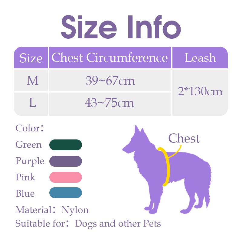 HamshMoc Bộ Dây Dắt Thú Cưng Đi Dạo Bằng Nylon Mềm Có Thể Điều Chỉnh