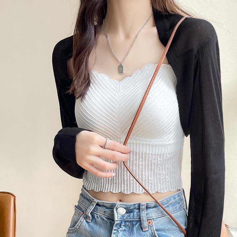 Áo Khoác Cardigan Tay Dài Chống Nắng Tia UV Phong Cách Pháp