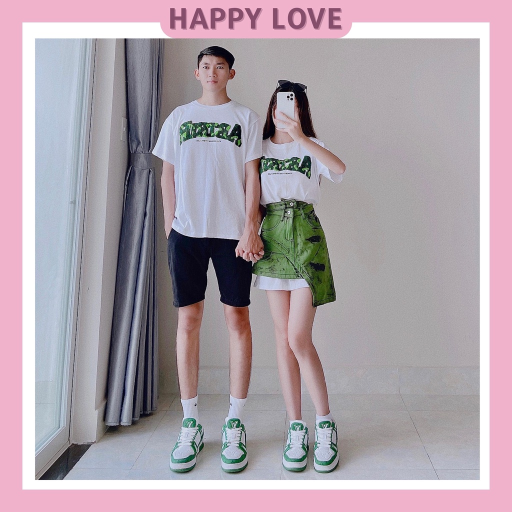 Set áo đồ đôi nam nữ unisex form rộng hàng Quảng Châu HAPPYLOVE, Áo cặ