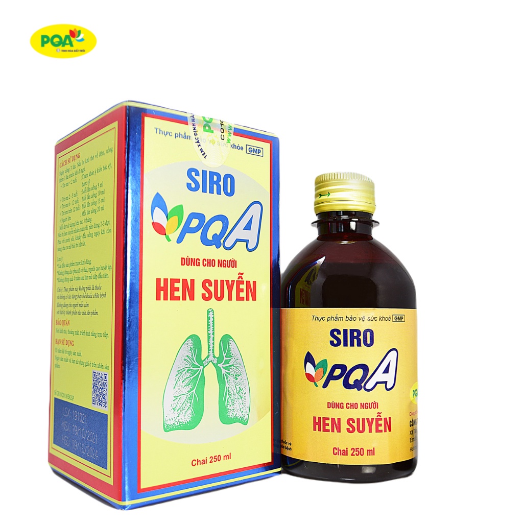 Siro PQA Hen Suyễn Giúp Giải Cảm Hàn, Thông Phế, Bình Suyễn Và Thông Thoáng Đường Thở Cho Người Hen Suyễn- Hộp 250ml