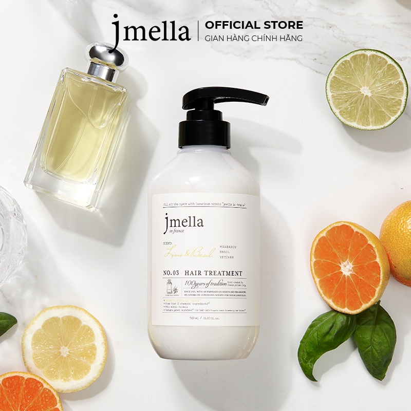Dầu Xả Jmella In France Phục Hồi và Dưỡng Ẩm Hương No. 3 Lime & Basil Hair Treatment Chanh và Húng Quế Tươi Mát 500ml