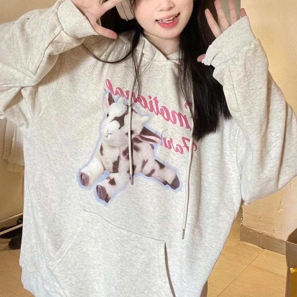 SUXI Áo Hoodie Thể Thao Dáng Suông Thời Trang Xuân Thu Cho Nữ