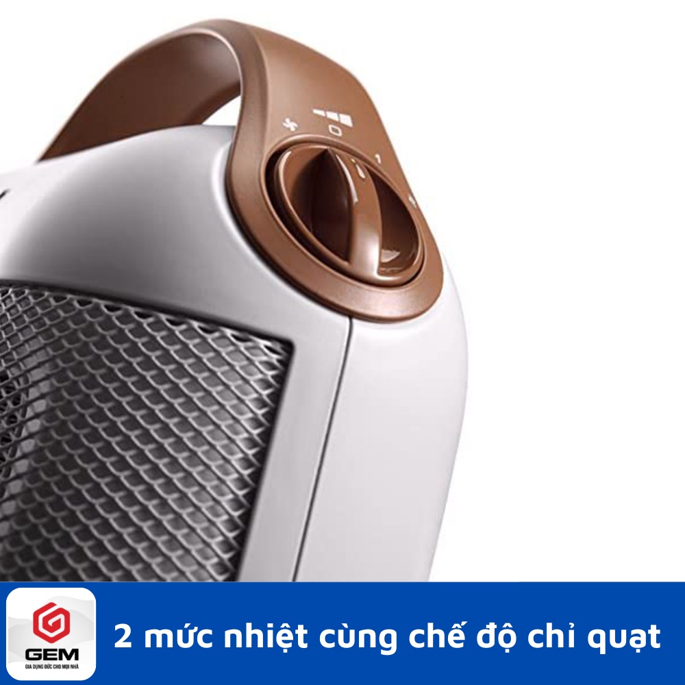 Máy sưởi gốm Delonghi mini 1800W, làm ấm nhanh, không gây khô da, dùng cho phòng 15-20m2. GEM - Hàng Đức