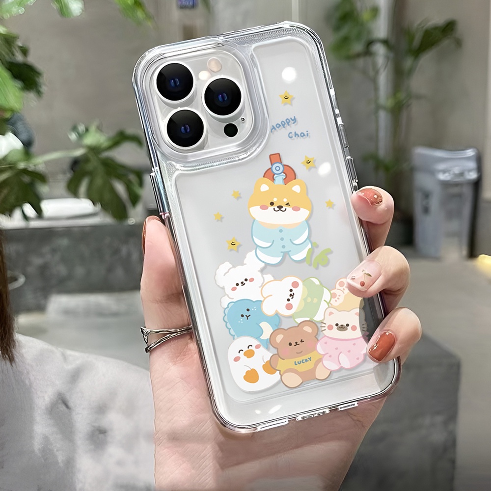 Ốp Điện Thoại Trong Suốt Hình Động Vật Cho iphone 14ProMax 14Plus 13 11 12 7Plus X XR XS Max 8 7