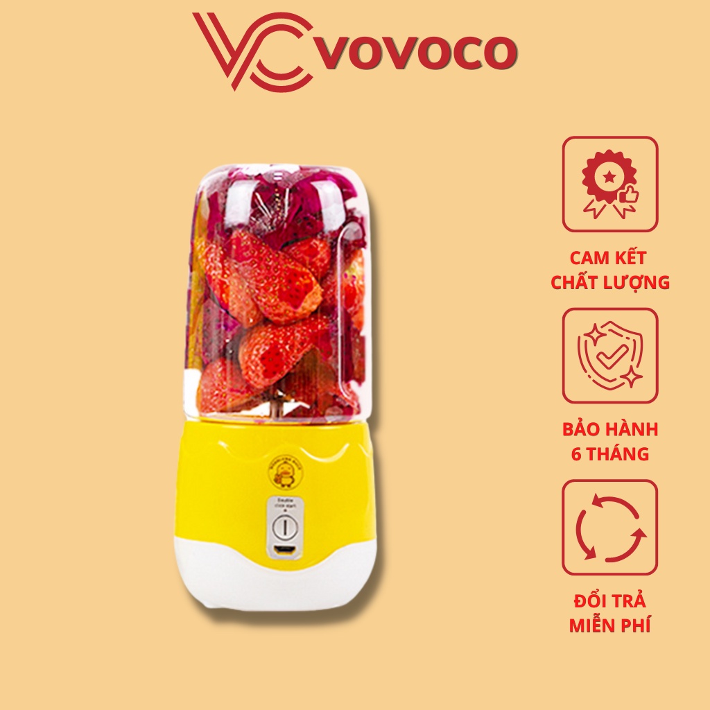 Máy xay sinh tố cầm tay máy xay sinh tố vịt vàng dung tích 400ml màu vàng nhỏ gọn tiện ích vovoco