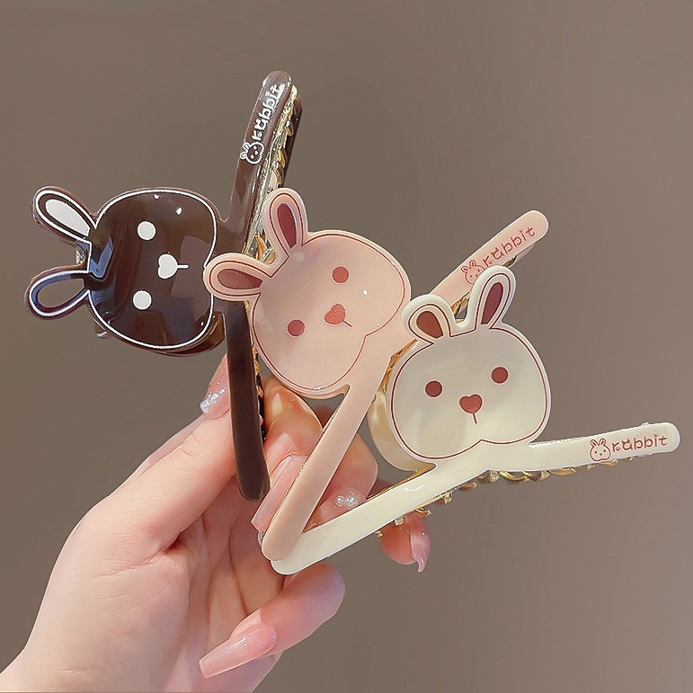 [Magpie] Kẹp Tóc acrylic Hình Thỏ Cá Mập Hoạt Hình Axit Màu Trà Sữa Bằng Hợp Kim Dễ Thương Có Kết Cấu Phía Sau Cho Nữ