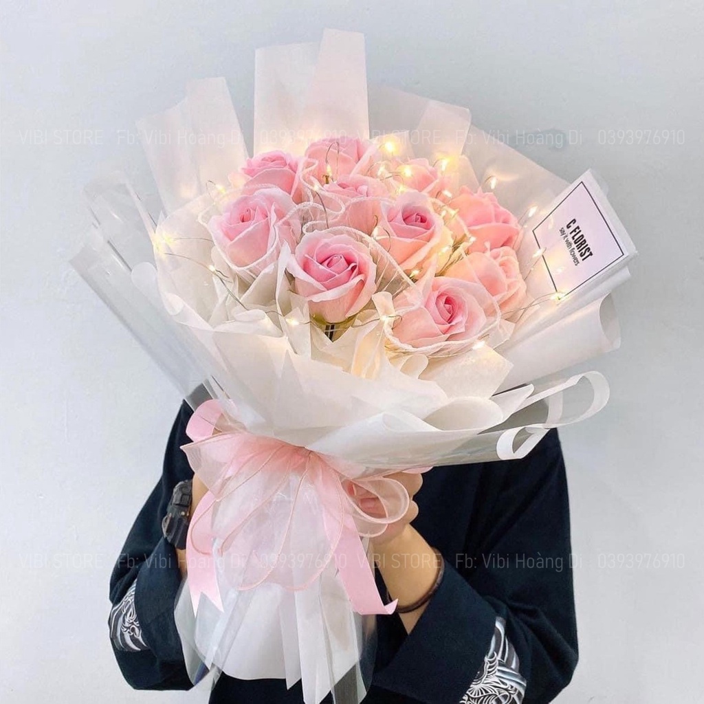 Ảnh thật - Bó hoa đặc biệt đèn lấp lánh tặng bạn gái cực xinh 🌹💜