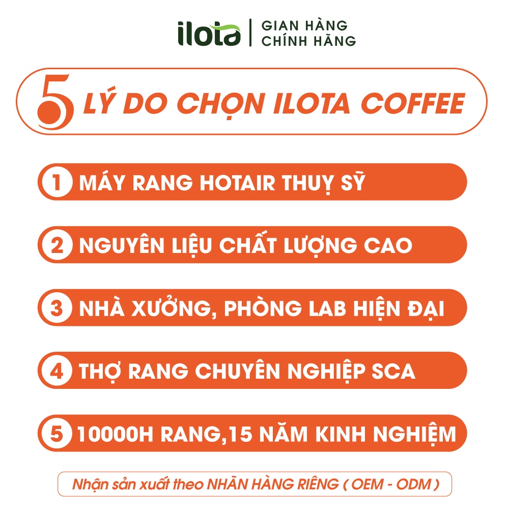 Cà phê hạt Arabica Cầu Đất ILOTA 8 nguyên chất rang mộc đạt Amazing Cup 2021