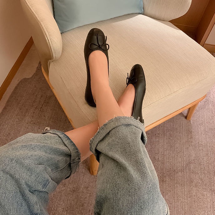 Giày Búp Bê Mũi Tròn Đế Mềm Đính Nơ Thời Trang 2022 Cho Nữ