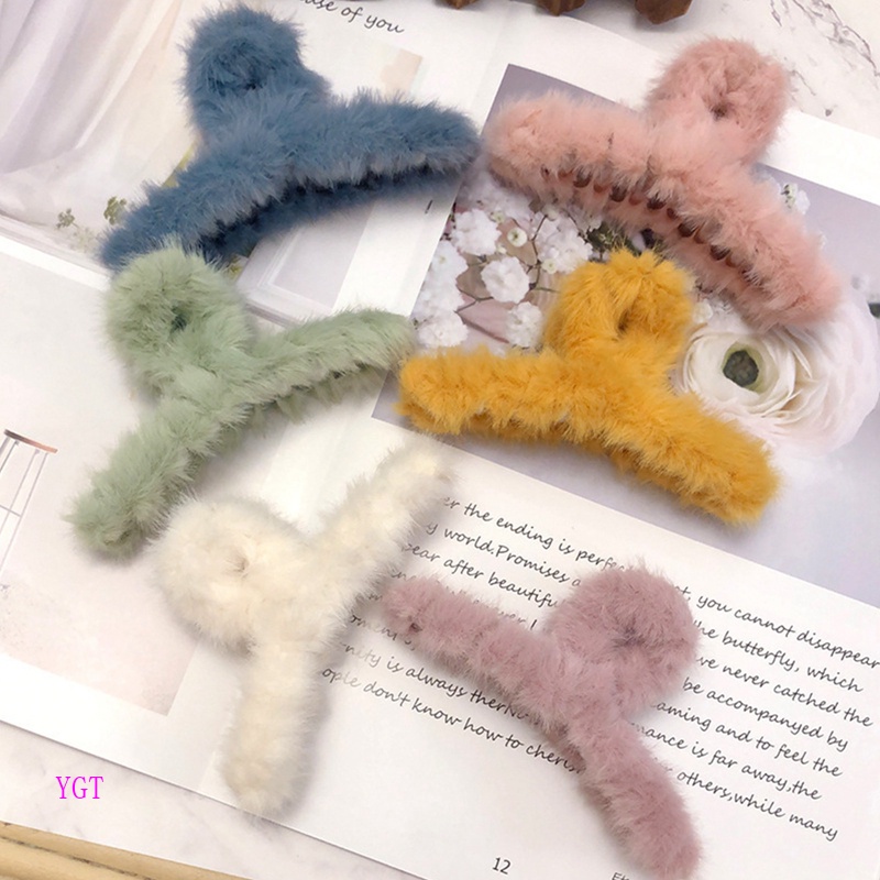 Ygt Kẹp Tóc Đính Lông Giả Thời Trang Thu Đông Hàn Quốc Cho Nữ