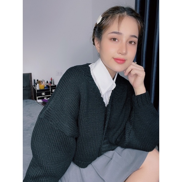 Áo len cardigan nữ trơn dáng ngắn hình shop tự chụp 100% | BigBuy360 - bigbuy360.vn