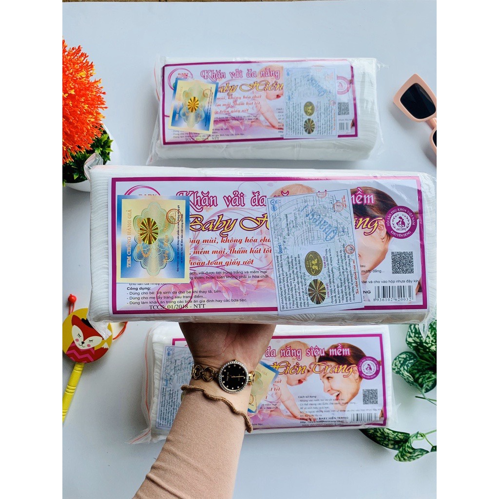 Khăn vải khô đa năng baby Hiền Trang - Giấy khô mềm mại an toàn với da bé và mẹ ~220gr