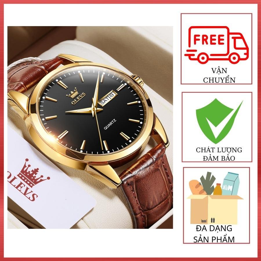 Đồng hồ nam Olevs đường kính 39mm, dây đeo da thoáng khí, hiện đại thanh lịch, chống thấm nước 30m